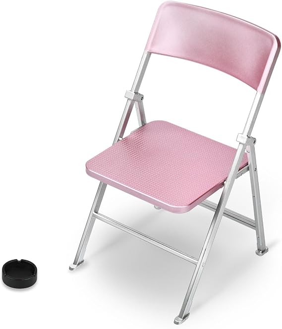 DS. DISTINCTIVE STYLE Doll Chair 1/6 Scale Mini Folding Chair for 12 Inch Action Figure Black Tiny Miniature Furniture for Dollhouse Decoration (Pink)