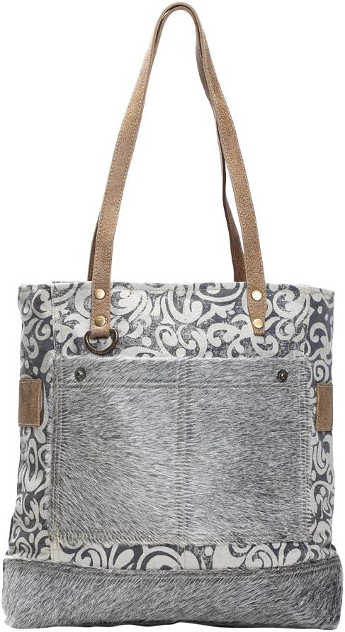 The Gypsy Upcycled Canvas and Genuine Hair-On Cowhide Leather female Tote Bag