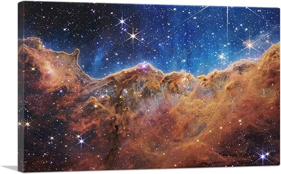 ARTCANVAS NASA James Webb Telescope JWST Cosmic Cliffs Carina Nebula Space Galaxy Photograph Canvas Art Print Stretched Framed Painting Picture Poster Giclee Wall Decor - 40" x 26" (1.50" Deep)