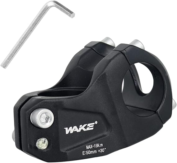 WAKE Bicycle Stem 31.8 mm 50 mm Bicycle Handlebar Riser 30 Degree Short Bicycle Handlebar Stem for BMX, MTB Mountain Bikes, Road Bike, Downhill