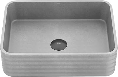 VIGO Cadman 18L x 13W x 5H Over the Counter Concrete Rectangular Vessel Bathroom Sink in Gray -VG04076