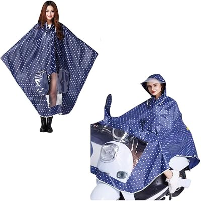 haozaikeji Universal Motorcycle Raincoat Polka-Dot Cycling Bike E-Bike Hooded Poncho Adult Waterproof Rain Cloak Gear Bag