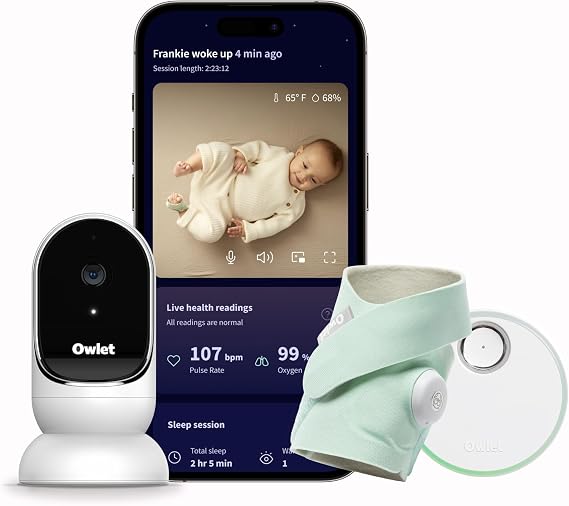 Owlet Dream Duo (Gen 1) Smart Baby Monitor: FDA-Cleared Dream Sock Plus Owlet Cam 2 - Tracks & Notifies for Pulse Rate & Oxygen While Viewing Baby in 1080p HD WiFi Video