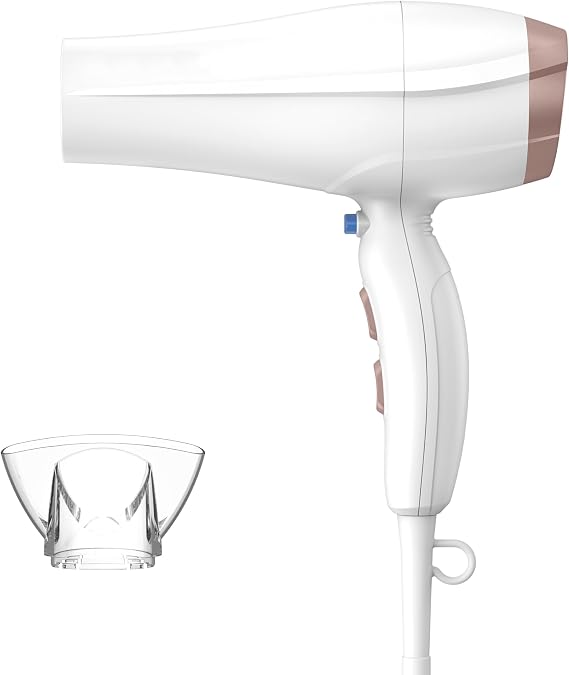 Conair Double Ceramic Ionic Hair Dryer | Double Ceramic Ionic Tech Reduces Frizz for Fine, Thick, and Curly Hair Types, White with Concentrator, 565L