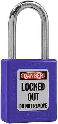 PACLOCKs PL410-PRO Safety Lockout Loto Padlock, 1-316 Tall Hardened Steel Shackle, High Performance 7-Pin Cylinder w 1 Key, Keyed Differently, Blue