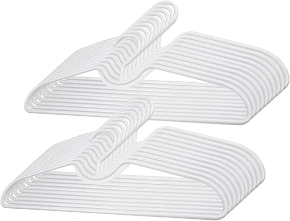 Plastic Clothes Hangers Space Saving Short Neck Hanger, Anti-Slip for Heavy-Duty Slim Closet Thin Hangers, Coat Hanger for College Dorms, Homes & More, Enhances Closet Space(20Pack)
