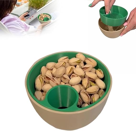 3D Printed Nut & Seed Bowl, 2025 New Dual-Chamber Pistachio Bowl Set with Shell Storage Holder, Large Double Dish Snack Serving Bowl for Pistachios, Peanuts, Edamame, Nuts, Fruits (C Type*1)