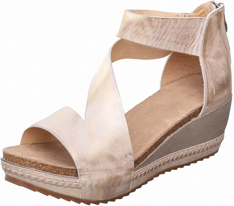 Antelope Womens Davi Wedge Sandal, Soft Leather Upper with Back Zip, Ankle Strap and Open Toe