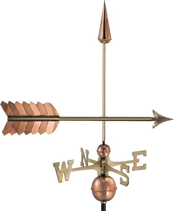 Good Directions Polished Copper Arrow Weathervane Decorative Rooftop Accent for Barns, Homes, Sheds, and Cupolas Durable & Handcrafted