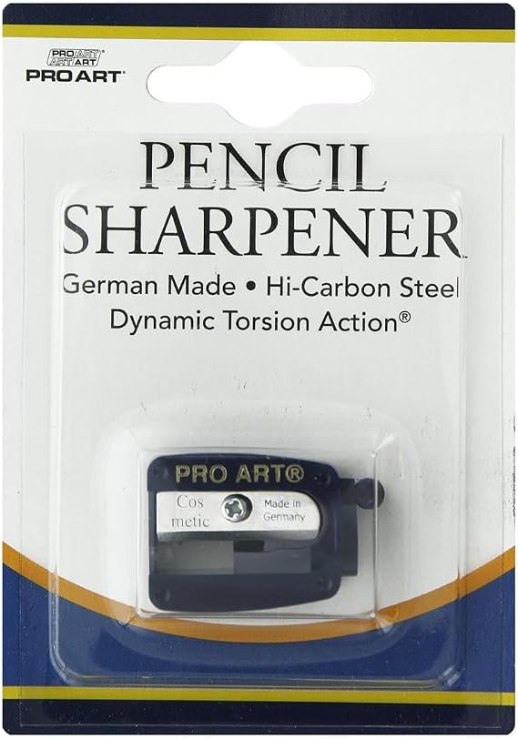 Pro Art Soft Lead Pencil Sharpener Handheld Sharpener for Charcoal & Graphite, Plastic Body, Hi-Carbon Steel Blade, with Cleaning Stick, .88"x 1.25" Compact Size
