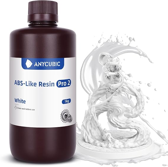 ANYCUBIC ABS-Like Resin Pro 2 Enhanced Strength and Toughness 3D Printer Resin Low Shrinkage and High Precision Low Odor Photopolymer 3D Printer with Wide Compatibility ABS Resin White 1kg | 強度と靭性が強化された 3Dプリンター レジン 低収縮性で高精度 低臭気 光造形 3Dプリンターに幅広い互換性 ABSレジン