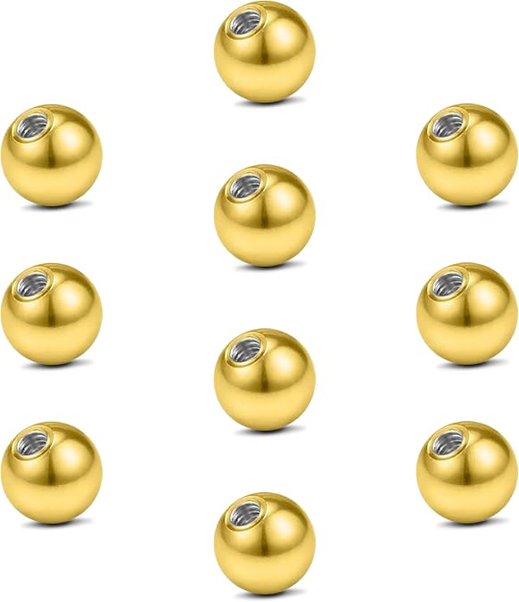 vcmart 16G 3mm Replacement Balls & 14G 5mm Piercing Balls Externally Threaded Nipple Industrial Tongue Belly Nose Lip Ear Piercing Barbell Parts