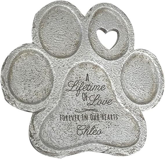 GiftsForYouNow Engraved Lifetime of Love Paw Print Stone, Personalized Pet Memorial Garden Stone for Dogs, Small, 7"