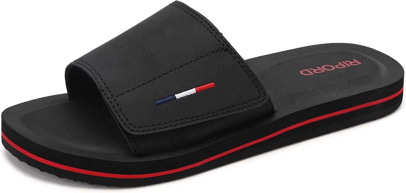 Mens Adjustable Slides Sandals Slip On Sandals | Comfortable Athletic Anti-Slip Slides Indoor Outdoor