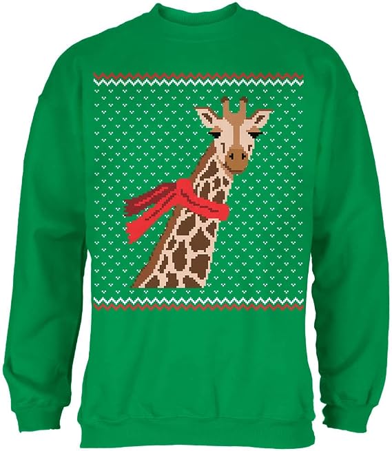 Animal World Ugly Christmas Sweater Men, Funny Xmas Sweatshirt, Mens Long Sleeve Giraffe Festive Holiday Pullover