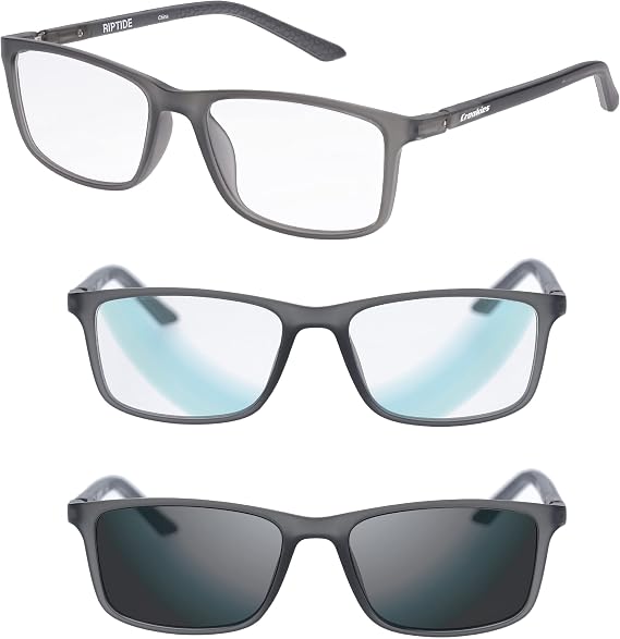 Croakies Riptide Photochromic Progressive Eyewear | UV400 Sunglass for Outdoor | Bluelight Eyeglass for HEV Devices | Bundle