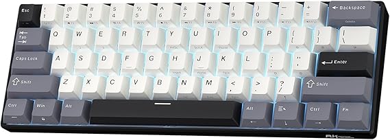 RK ROYAL KLUDGE RK61 Wireless 60% Mechanical Keyboard, Mini Portable Size | 61 Keys Triple Mode BT5.0/2.4G/USB-C Compact Gaming Keyboard, PBT Keycaps, Pro Software, Hot Swappable Custom Switches