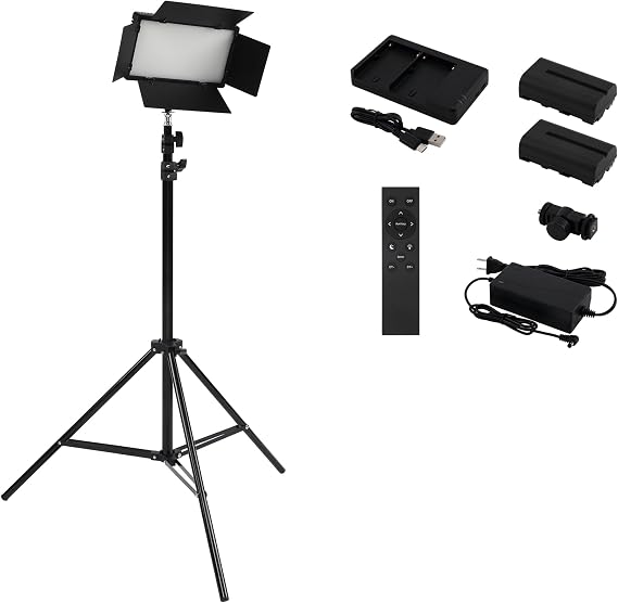 Acurit Colorview Lux Studio Light Professional Studio Lights Photography Lighting Kit w/ 3 Color Temps 4 Metal Barn Doors 4160 Lumens LED w/Remote AC Power Supply 6'6" Light Stand with Battery Pack