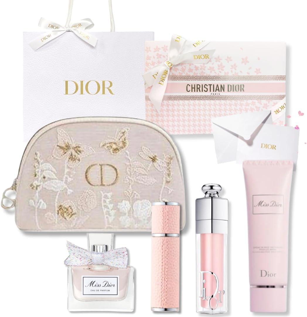 Dior Miss Dior Hand Cream & Lip Maximizer Gift Set Includes Pouch, Perfume, Blooming Bouquet  Shopper  Gift Box  Message Card