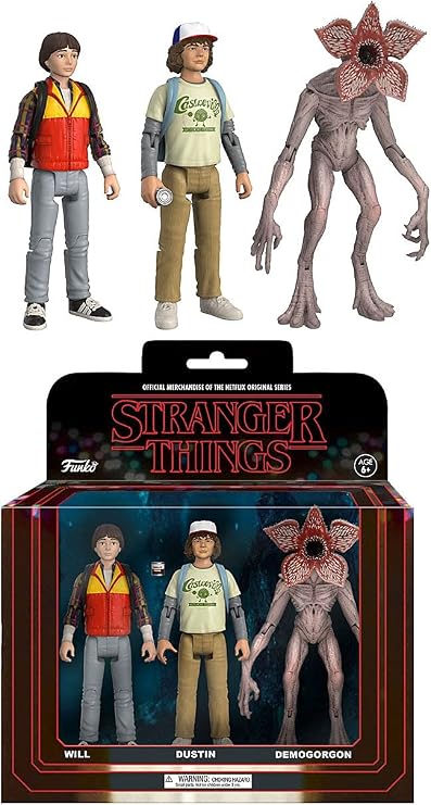 Funko Action Figure: Stranger Things 3 Pack - Pack 2, Will, Dustin, and Demogorgon Collectible