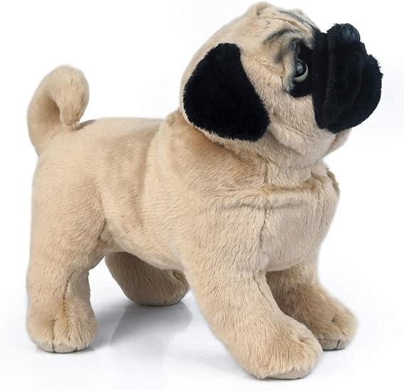 YaoSen Realistic Pug Plush Toy - 12 Inch Lifelike Stuffed Animal Dog, Soft & Cuddly Puppy Doll, Perfect Birthday for Kids & Dog Lovers