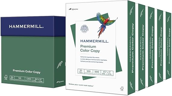 Hammermill 8.5-inch x 11-inch Premium Color Copy Paper, 28 lbs., 100 Brightness, 2500 Sheet/Carton (102450)