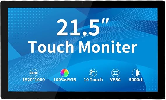 21.5 inchTouch Screen Commercial Monitor, 16:9 Display 1920 x 1080P, Built-in Speakers,IR Control,VESA, VGA & HDMI Monitor for PC, POS, Small Business, Restaurant