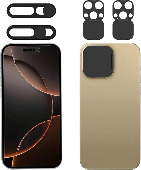 Privacy Cover Compatible for iPhone 16 Pro/iPhone 16 Pro Max with Front Camera Cover,Protect Privacy and Security But Not Affect Facial Recognition(2Pack)