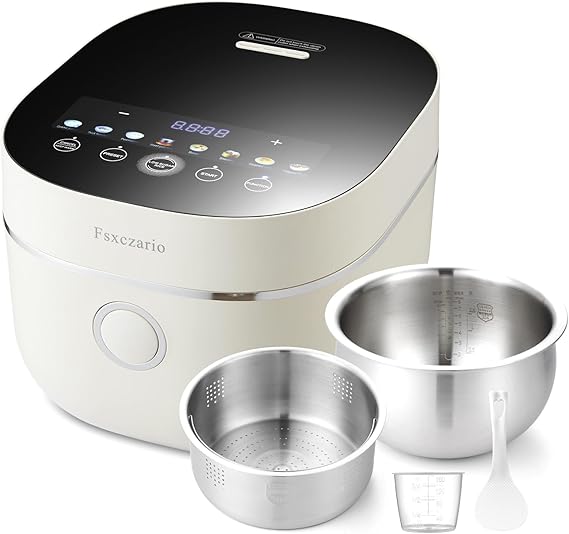 Rice Cooker 4L Low Carb with Nonstick Stainless Steel Inner Pot, 8-Cup LED Display Rice Maker, 24-Hr Delay Timer & 8-Hr Keep for White Rice/Porridge