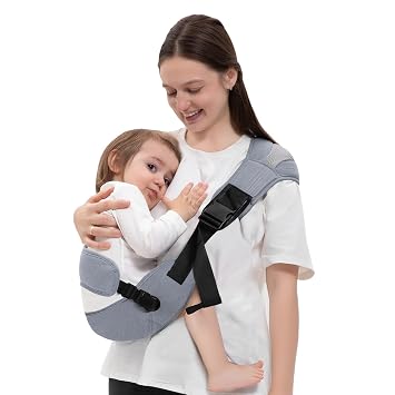 Baby Carrier Newborn to Toddler - Adjustable Sling Carrier for 25-60lbs, Comfortable Hands-Free Carrying Grey