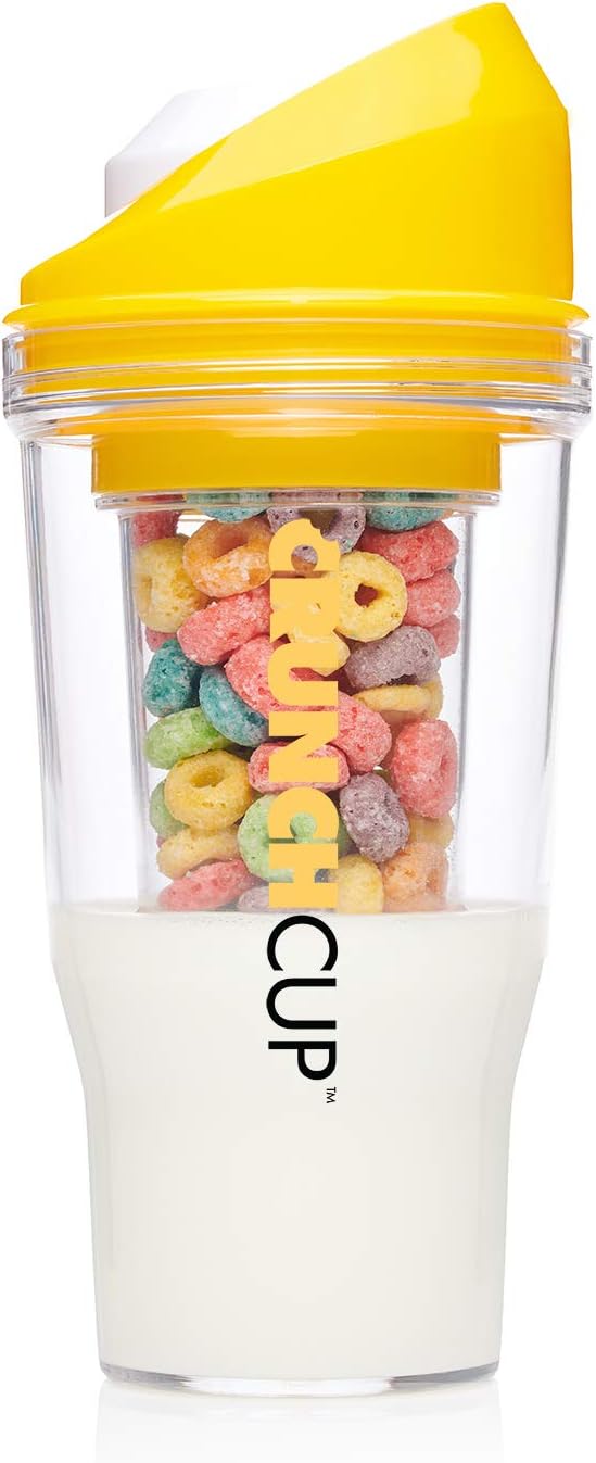 The CrunchCup - Yellow - A Portable Cereal Cup Keeps Your Cereal Crunchy