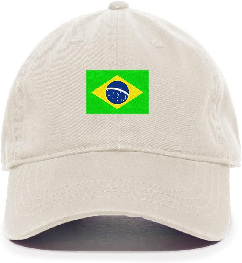 Tech Design Brazil Flag Baseball Cap Embroidered Cotton Adjustable Dad Hat