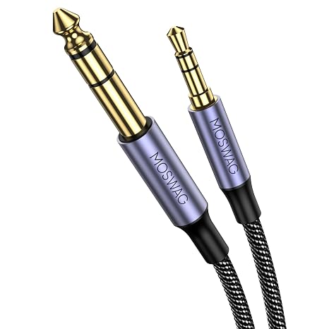 MOSWAG 3.5mm to 6.35mm Stereo Audio Cable 3FT, 1/4 to 1/8 TRS Adapter Cord