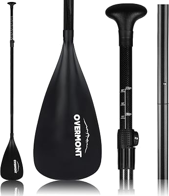 Overmont SUP Paddle Carbon Fiber - 3 Piece Adjustable Stand Up Paddleboard Paddle - Lightweight Adjustable Durable Paddle Oar