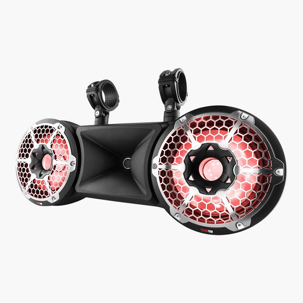 DS18 NXL-102TDBK Hydro 10 Water Proof 2-Way Double Wakeboard POD Tower Speaker with Compression Driver and Integrated RGB LED Lights- 1800 Max-600 Watts RMS