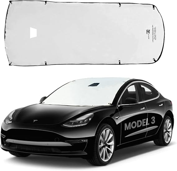 Tesla Model 3 Sunshade Roof, T-Shape Tesla Model Sunshade with Suction Tubes for Easy Installation, Tesla Model 3 Window Shade, Protects Tesla Model Interior, Enhances Driving Comfort