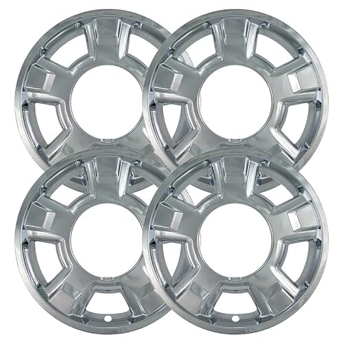 OxGord Set of 4 17 inch Chrome ABS Wheel Skins Impostors Wheel Covers Compatible with 2009-2014 Ford F-150 Wheels- Auto Tire Replacement Cap Cover