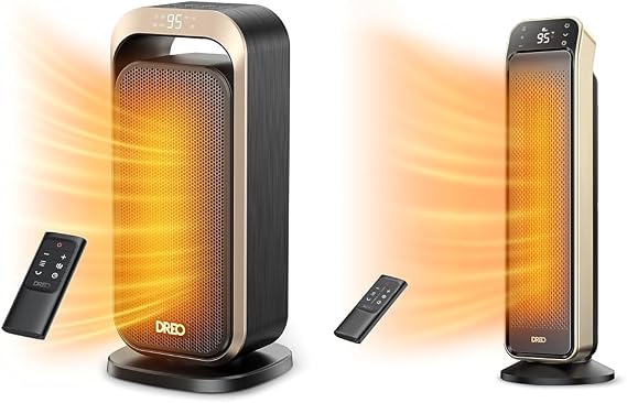 Dreo Space Heaters for Indoor Use, Portable Heater with 70Oscillation, 1500W Electric Heater & Space Heater Indoor, 25" 11.5ft/s Fast Portable Room Heater with Remote and Thermostat