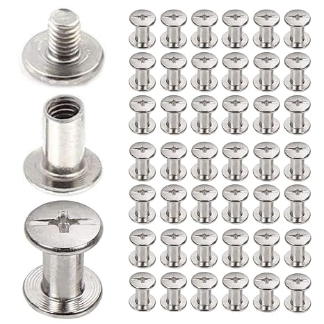 45 Sets Chicago Screws 304 Stainless Steel Screw Post Binding Leather Screw for DIY Leather Bookbinding Bag Decoration (5x12mm)
