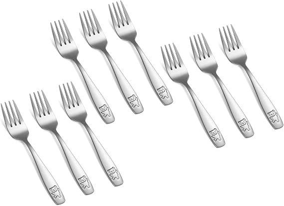 Pimoys Toddler Forks, 9-Pack Stainless Steel Kids Forks