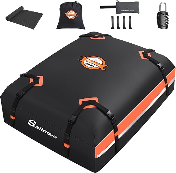 Sailnovo Car Rooftop Cargo Carrier 15 Cubic Feet Waterproof Soft Roof Bag