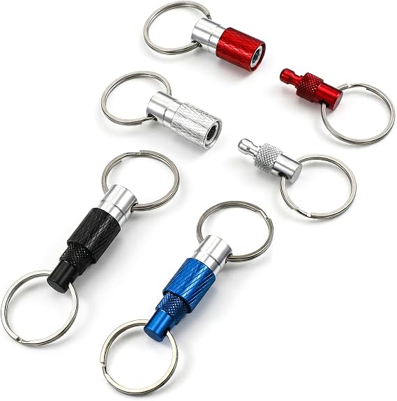 JJUNW Quick Release Keychain 4 Pack Detachable Pull Apart Key Ring
