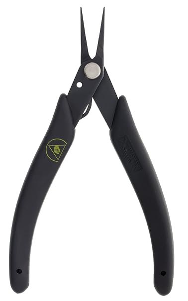 Xuron - 450SAS Tweezer Nose Pliers - Serrated, ESD Safe Grips