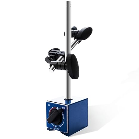 Dasqua Magnetic Base 7123-1005 with Fine Adjustable Magnetic Base Stand Holder for Most Dial Indicator Gauge, Clamping Hole 3/8" Pull Power 176lbs/80KG