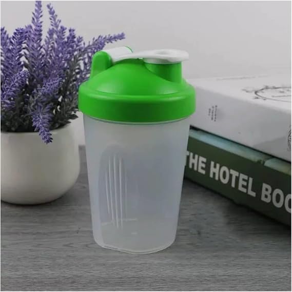 BKDRL Shaker Bottle for Protein Powder w. Classic Loop Top & BPA free,Secure Screw-On Lid, Stay Open Flip Cap,BPA Free-16oz (Green/Clear-16Oz-400ML) (SKER-BTL)