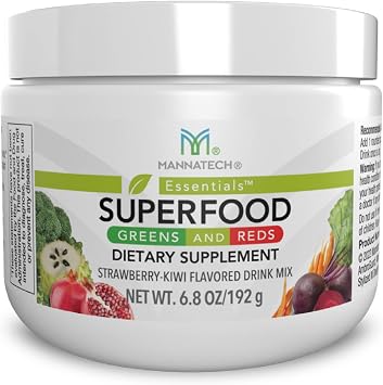 Mannatech Superfood Greens and Reds 192g, Strawberry-Kiwi Phytonutrients from Beet Root Powder, Spirulina Powder
