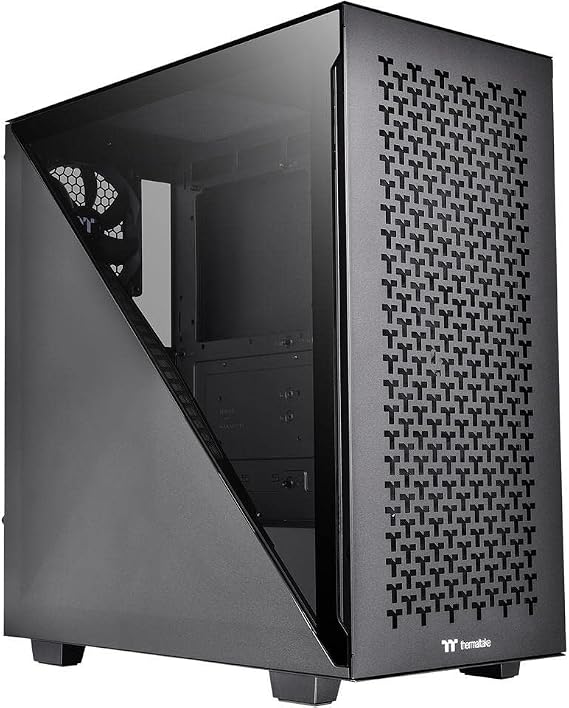 Thermaltake Divider 300 TG Air ATX mid Tower Black Edition Computer Case with 2 pre-Installed 120mm Standard Fans Full-Size mesh Panel 3mm Triangular Tempered Glass Left Side Window CA-1S2-00M1WN-02