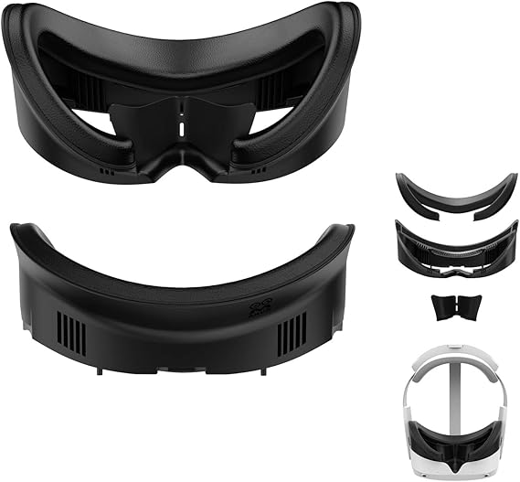 AMVR PICO 4 Ultra/Pico 4/PICO 4 Pro Compatible PU Face Cushion Face Cover, Face Foam Pad Replacement, Anti-Leak Nose Pad & Eyeglass Wipe Included Dedicated VR Accessory