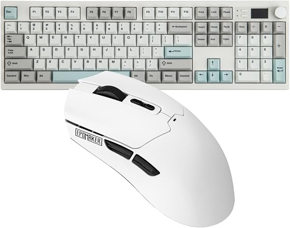 EPOMAKER QK108 Full Size Mechanical Keyboard with Screen & Knob+Click Lite Wireless Gaming Mouse