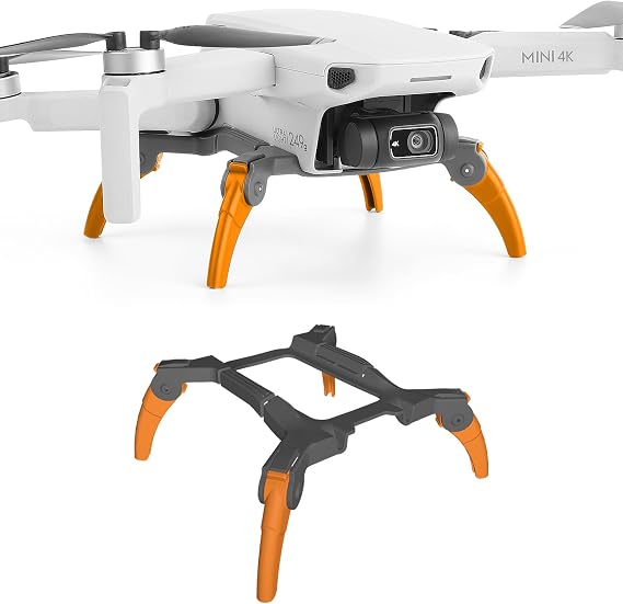 Mini 4Kランディングギア - 折りたたみ式クイックリリース延長脚の高さ拡張保護 DJI Mini 4Kドローンアクセサリー用 オレンジ-グレー